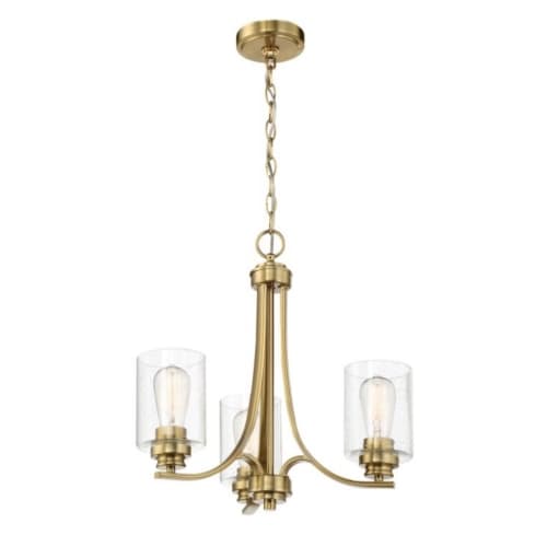 Craftmade Bolden Chandelier Fixture w/o Bulbs, 3 Lights, Satin Brass/Clear Glass