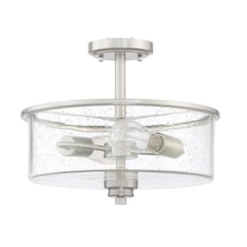 Craftmade Bolden Semi Flush Fixture w/o Bulbs, 2 Lights, E26, Nickel/Clear Glass