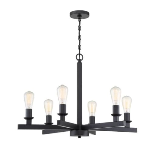 Craftmade Chicago Chandelier Fixture w/o Bulbs, 6 Lights, E26, Flat Black