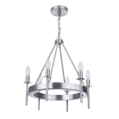 Craftmade Larrson Chandelier Fixture w/o Bulbs, 6 Lights, E12, Polished Nickel