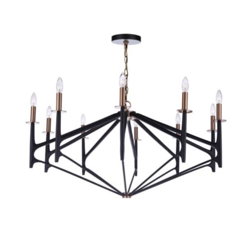 Craftmade The Reserve Chandelier Fixture w/o Bulbs, 10 Lights, Flat Black/Brass