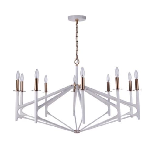 Craftmade The Reserve Chandelier Fixture w/o Bulbs, 10 Lights, Matte White/Brass