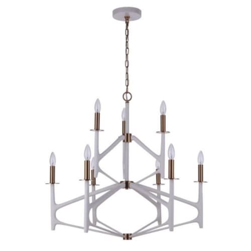 Craftmade The Reserve Chandelier Fixture w/o Bulbs, 9 Lights, Matte White/Brass