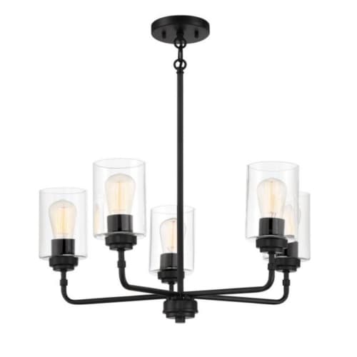 Craftmade Stowe Chandelier Fixture w/o Bulbs, 5 Lights, E26, Flat Black