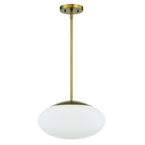 Craftmade Gaze Oval Pendant Light Fixture w/o Bulb, E26, Satin Brass/White