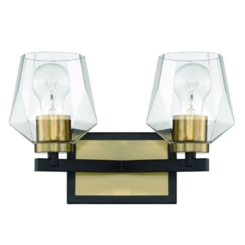 Craftmade Avante Grand Vanity Light Fixture w/o Bulbs, 2 Lights, Black/Brass