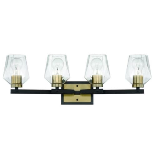Craftmade Avante Grand Vanity Light Fixture w/o Bulbs, 4 Lights, Black/Brass
