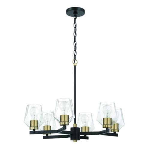 Craftmade Avante Grand Chandelier Fixture w/o Bulbs, 6 Lights, Black/Brass