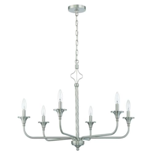 Craftmade Jolenne Chandelier Fixture w/o Bulbs, 6 Lights, E12, Polished Nickel