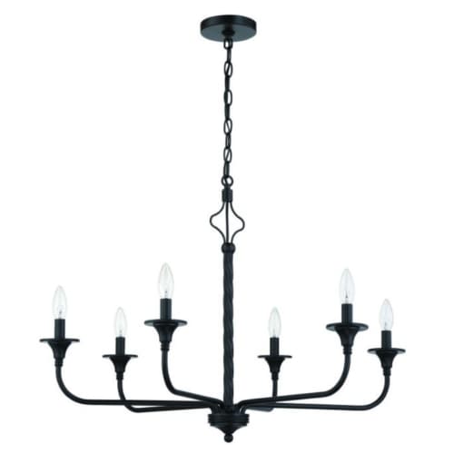 Craftmade Jolenne Chandelier Fixture w/o Bulbs, 6 Lights, E12, Flat Black