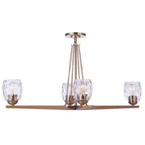 Craftmade Guiding Star Linear Chandelier Fixture w/o Bulbs, 4 Light, Satin Brass