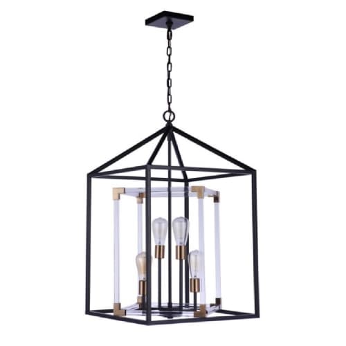 Craftmade Aaron Pendant Light Fixture w/o Bulbs, 4 Lights, E26, Black/Brass