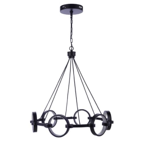 Craftmade 30W LED Context Chandelier, 6 Lights, Dim, 1080 lm, 3000K, Flat Black