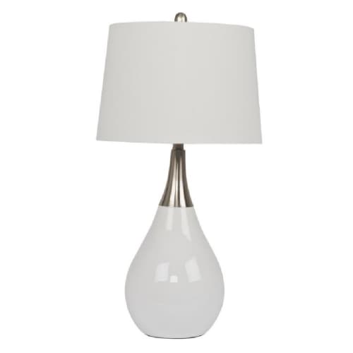 Craftmade Poly and Metal Base Table Lamp Fixture w/o Bulb, E26, White/Nickel