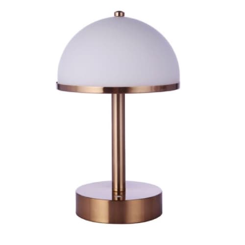 Craftmade 5W LED Indoor Rechargeable Portable Dome Table Lamp, 3000K, Brass