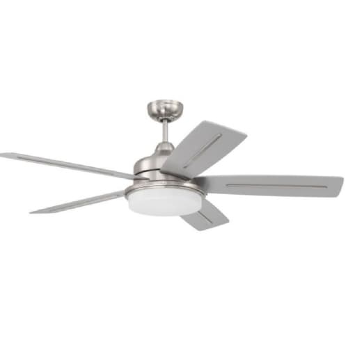 Craftmade 54-in 34W Drew Indoor Ceiling Fan w/ Bulb, 6-Speed, 5-Blade, Nickel
