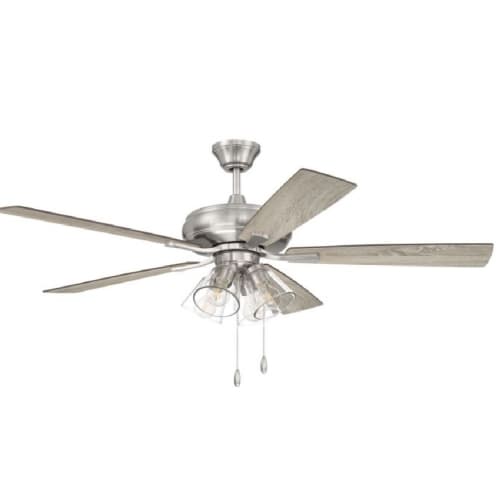 Craftmade 52-in 59W Eos Ceiling Fan w/ Bulb, 3-Speed, 5-Blade, Nickel/Driftwood