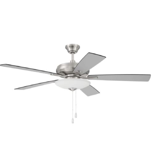 Craftmade 52-in 59W Eos Ceiling Fan, 3 Light, 3-Speed, 5-Blade, Nickel/Greywood