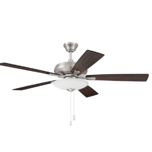 Craftmade 52-in 59W Eos Ceiling Fan, 3 Light, 3-Speed, 5-Blade, Nickel/Driftwood