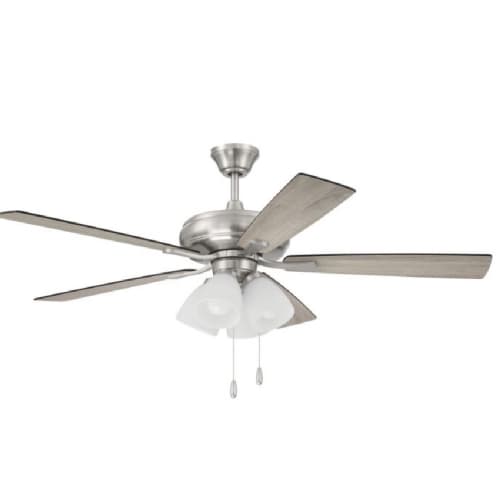 Craftmade 52-in 59W Eos Ceiling Fan, 4 Light, 3-Speed, 5-Blade, Nickel/Driftwood