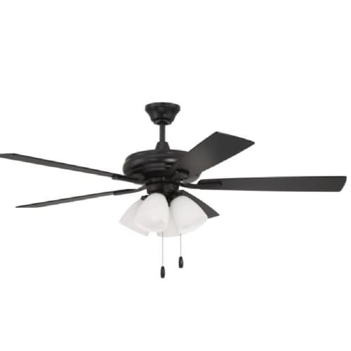 Craftmade 52-in 59W Eos Ceiling Fan, 4 Light, 3-Speed, 5-Blade, Black/Greywood