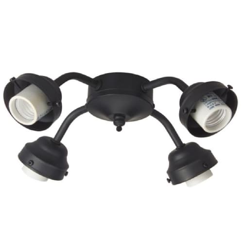 Craftmade 36W LED Universal Fan Light Fitter, 4 Lights, E26, 80 CRI, Flat Black