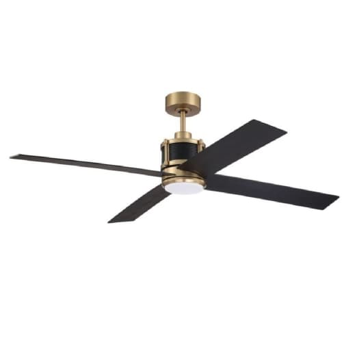 Craftmade 56-in 34W Gregory Ceiling Fan w/ Bulb, 6-Speed, 4-Blade, Brass/Black