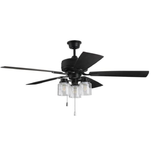 Craftmade 52-in 60W Kate Ceiling Fan w/ Bulb, 3-Speed, 5-Blade, Flat Black