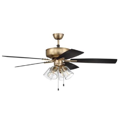 Craftmade 52-in 67W Pro Plus 104 Ceiling Fan, 3-Speed, 5-Blade, Brass/Walnut