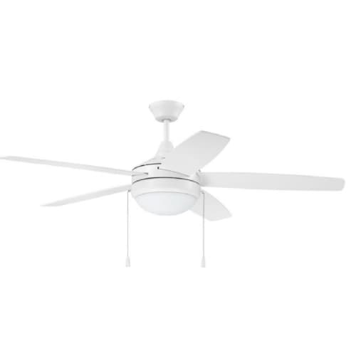 Craftmade 52-in 57W Phaze Ceiling Fan w/ Bulbs, 2 Light, 3-Speed, 5-Blade, White