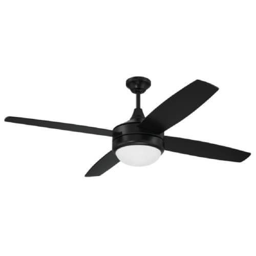 Craftmade 52-in 57W Phaze II Ceiling Fan w/ Bulb, 4-Speed, 4-Blade, Flat Black