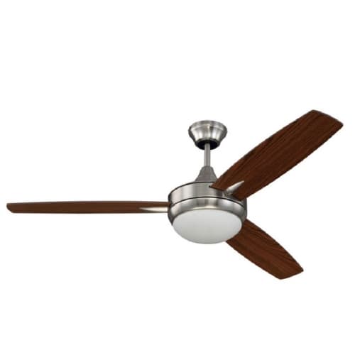 Craftmade 52-in 57W Targas Ceiling Fan w/ Bulb, 4-Speed, 3-Blade, Nickel/Walnut