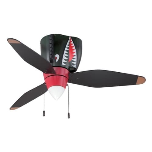 Craftmade 48-in 55W War Planes Ceiling Fan w/ Bulb, 3-Speed, 3-Blade, Black