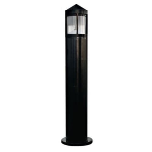 Dabmar 12W LED Bollard Light, Clear & Frosted Lens, 120V-277V, 3000K, Black