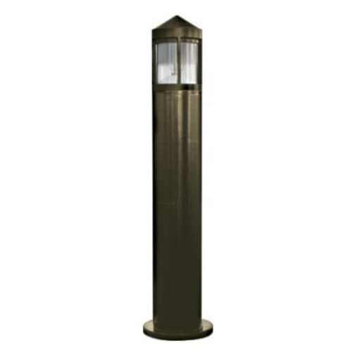 Dabmar 12W LED Bollard Light, Clear & Frosted Lens, 120V-277V, 3000K, Bronze