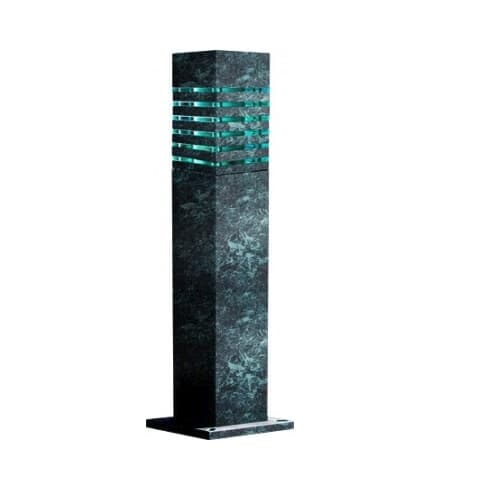 Dabmar 20W Square Stripe LED Bollard Pathway Light, Steel, 3000K, Green