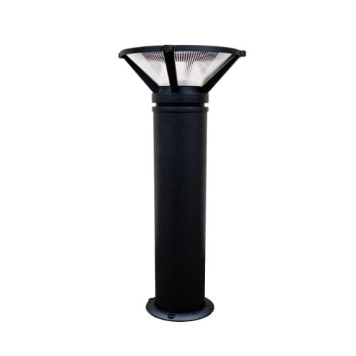 Dabmar 12W LED Ribbed Bollard, 120-277V, 3000K, Aluminum, Black