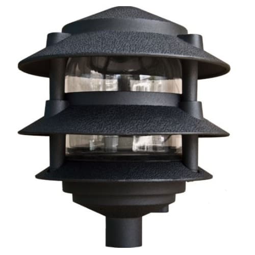 Dabmar 6-in 6W 3-Tier LED Pagoda Pathway Light w/ .5-in Base, A19, 120V, 3000K, Black