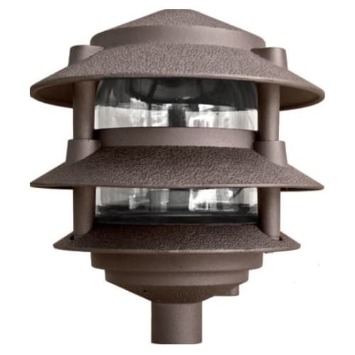 Dabmar 6-in 6W 3-Tier LED Pagoda Pathway Light w/ .5-in Base, A19, 120V, 6500K, Bronze