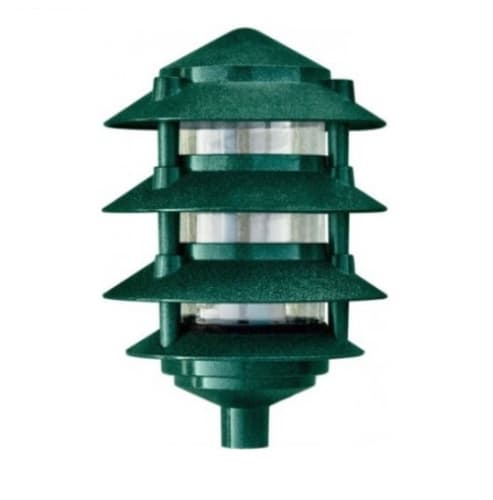 Dabmar 6-in 6W 4-Tier LED Pagoda Pathway Light w/ .5-in Base, A19, 120V, 3000K, Green