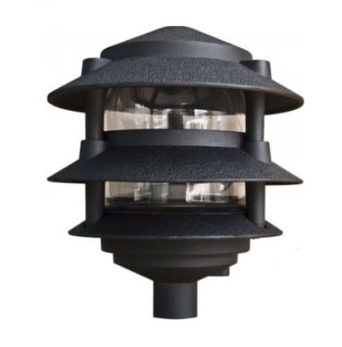 Dabmar 10-in 4W 3-Tier LED Pagoda Pathway Light w/ .5-in Base, 120V, 3000K, Black