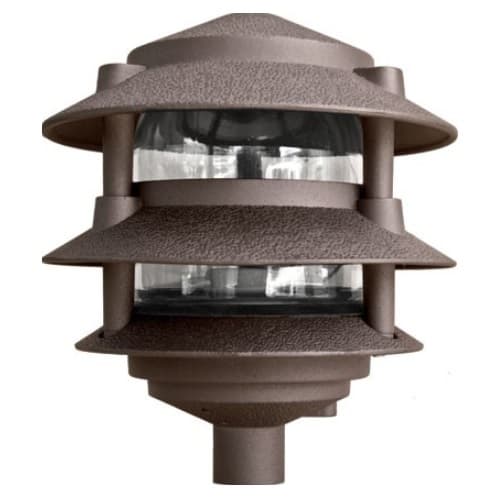 Dabmar 6-in 6W 3-Tier LED Pagoda Pathway Light w/ 3-in Base, A19, 120V, 3000K, Bronze