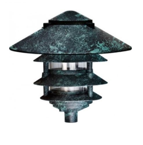 Dabmar 10-in 6W 4-Tier LED Pagoda Pathway Light w/ .5-in Base, A19, 120V, 3000K, Verde Green