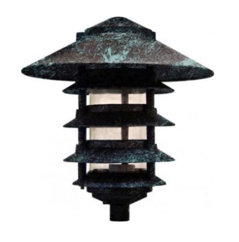 Dabmar 10-in 6W 5-Tier LED Pagoda Pathway Light w/ .5-in Base, A19, 120V, 3000K, Verde Green