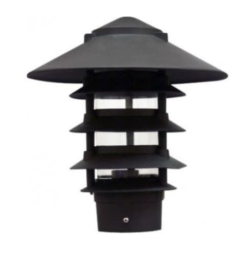 Dabmar 10-in 6W 5-Tier LED Pagoda Pathway Light w/ 3-in Base, A19, 120V, 3000K, Black