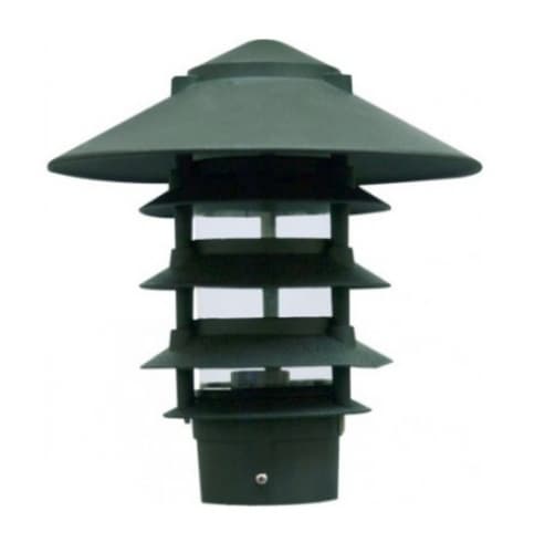 Dabmar 10-in 6W 5-Tier LED Pagoda Pathway Light w/ 3-in Base, A19, 120V, 3000K, Green