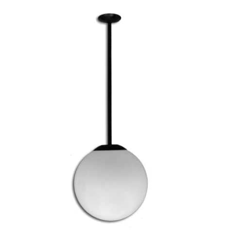 Dabmar 16-in 16W LED Drop Down Globe Ceiling Light w/ 12-in Stem, 85V-265V, 3000K, Black