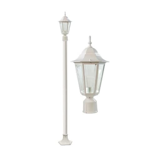 Dabmar 16W LED 8-ft Daniella Post Top Light, Single-Head, 120V, White/Clear