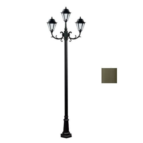 Dabmar 16W LED 10-ft Daniella Post Top Fixture, Three-Head, Bronze/Frosted