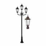 Dabmar 6W 10-ft LED Post, Three-Head, 1550 lm, 120V, Bronze/Frosted, 3000K